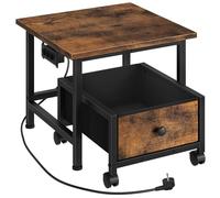 HOOBRO Support pour Mini-Réfrigérateur Compact avec Multiprise, Table de Mini-Réfrigérateur à Boissons avec Panier Mobile, Tiroir Roulant, pour Cuisine, Salon, Chambre, Bureau, Noir EFB355CBX01