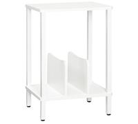 HOOBRO Support pour Tourne-Disque à 2 Niveaux, Table Platine Vinyle en Bois Style Moderne, avec Séparateurs, pour 100 Disques Vinyle et CD, Table d'Appoint pour Salon, Blanc EWT05RS01