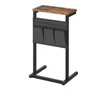HOOBRO Table Basse en Forme de C, Table Canapé, Table de Chevet, Table à Snacks avec 4 Sacs en Tissu Oxford, pour Petits Espaces, Salon, Chambre, Salle de Bains, Marron Rustique et Noir EBF43SF01