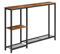 HOOBRO Table Console Étroite, Table pour Canapé avec Étagère de Rangement, Étagère de Style Industriel, Cadre Métallique, pour Entrée, Couloir, Hall, Derrière Canapé, Marron Rustique et Noir EBF86XG01