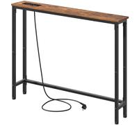 HOOBRO Table Console Fine 100 cm, Bout de Canapé avec Multiprise, Table d’Entrée, Console Meuble Adaptée Derrière Le Canapé, pour Salon, Couloir, Cadre en Métal, Marron Rustique et Noir EBF52CXG01G1