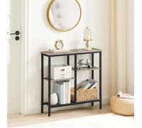 HOOBRO Table Console, Table d’Appoint de 75 cm, Bout de Canapé, Table d’Entrée Industrielle à 4 Niveaux, Gris et Noir