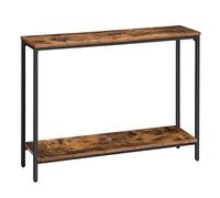 HOOBRO Table Console, Table d’entrée, Table d’appoint, Bout de Canapé, 120 x 22 x 75 cm, Cadre en Métal, pour Salon, Bureau à Domicile, Marron Rustique et Noir EBF20XG01G1