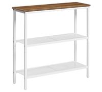 HOOBRO Table Console, Table d'Appoint avec 2 Étagères de Treillis, Table Canapé, Cadre en Métal, Design Industriel, pour Couloir, Entrée, Salon, Chambre et Bureau, Blanc et Noyer EWH73XG01