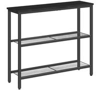 HOOBRO Table Console, Table d'Appoint avec 2 Étagères de Treillis, Table Canapé, pour Couloir, Entrée, Salon, Chambre et Bureau, Noir EBB73XG01