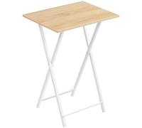 HOOBRO Table d’Appoint, Bouts de Canapé, Tables Pliables de Style Industriel, Tables-Plateaux de Télévision, Basse Table pour Petit Espace, pour Salon, Chambre, Blanc et Couleur Bois EWN15BZ01