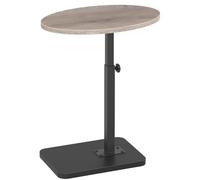 HOOBRO Table d’Appoint en C, Table Basse de Salon, Hauteur Réglable 43,5-75 cm, Plateau Ovale, pour Bureau, Salon, Chambre, Gris et Noir EBG80SF01