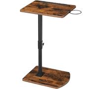HOOBRO Table d’Appoint en Forme de C à Hauteur Réglable, Bout de Canapé Pivotant à 360°, avec Porte-gobelet Amovible et Fente pour Tablette, pour Salon, Chambre, Marron Rustique et Noir EBF34SF01