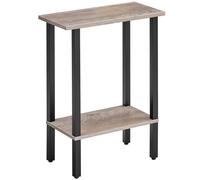 HOOBRO Table d’Appoint Étroite 2 Niveaux, Table Basse, pour Petits Espaces, Salon, Bureau, Chambre, Entrée, Gris et Noir EBG240BZ01