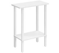 HOOBRO Table d’Appoint Étroite 2 Niveaux, Table Basse, pour Petits Espaces, Salon, Bureau, Chambre, Entrée, Blanc EWT240BZ01