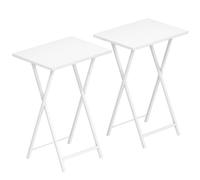 HOOBRO Table d’Appoint, Lot de 2, Pliable Bout de Canapé, Tables-Plateaux Lot de 2, Tables de Chevet, Style Industriel, Salon, Blanc EWW25BZ01N1