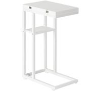 HOOBRO Table d’Appoint Pliante, Bout de Canapé en Forme de C avec Rangement, Table Basse, Gain de Place, Assemblage Facile, pour Salon, Chambre, Petits espaces, Blanc EWW29SF01