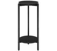 HOOBRO Table d’Appoint, Table Basse Ronde à 2 Niveaux, Bout de Canapé, Table à Boissons, Table à Café, pour Petit Espace, Salon, Chambre, entrée, Couloir, Noir EBB167BZ01