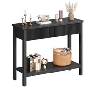 HOOBRO Table d’Entrée de 100 cm, Console Meuble Étroite avec Tiroir à Motifs Ondulés, Table de Canapé à 2 Niveaux, Présentoir, Derrière Le Canapé, pour Entrée, Hall, Salon, Noir EBK89XG01N1