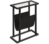 HOOBRO Table d'Appoint Dorée, Étroite et Mince en Verre Trempé, Petite avec Porte-revues, pour Salon et Chambre, Noir EBK78BZ01
