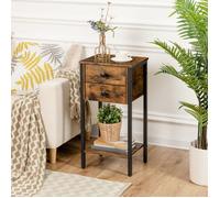 HOOBRO Table d'Appoint Haute, Table de Chevet, Bout de Canapé, Table Basse de Salon avec Tiroir, Grand Espace de Rangement