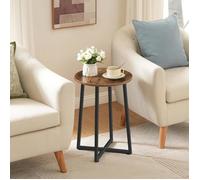 HOOBRO Table d'Appoint Ronde, Table Basse avec Cadre en Métal Robuste en Forme de X, Table de Chevet de 40 cm pour Salon, Chambre
