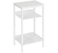 HOOBRO Table d'Appoint, Table de Chevet, Bout de Canapé, avec 2 étagères en Treillis, 38 x 28 x 74 cm, Style Industriel, Blanc EWW01DH01G1
