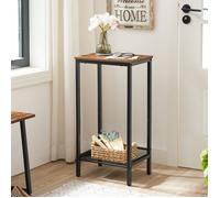 HOOBRO Table d'Appoint, Table de Chevet, Table Téléphone avec Étagère Grillagée Réglable, Bout de Canapé Fin, Table pour Lampe