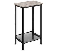 HOOBRO Table d'Appoint, Table de Chevet, Table Téléphone avec Étagère Grillagée Réglable, Bout de Canapé Fin, Table pour Lampe, Bureau, Couloir, 38 x 28 x 73,5 cm, Grège et Noir EBG03DH01