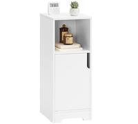 HOOBRO Table de Chevet Étroite avec 1 Compartiment Ouvert, Table d’Appoint avec 1 Porte, Petite Table de Canapé, Table de Café, pour Petits Espaces, Chambre, Salon, Bureau, Blanc EWT198BZ01