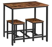 HOOBRO Table et Chaises Salle Manger Style Industriel, Cuisine, Chaises Gain Place, pour Cuisine, Salle Manger, Petits Espaces, Petit-déjeuner, Fêtes, Marron Rustique et Noir EBF75CZ01G1