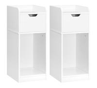 HOOBRO Tables de Chevet Étroites, Lot de 2, Petites Tables Basses avec Tiroir pour Chambre, Bouts de Canapé Ultra-Fins pour Salon, Tables d'Appoint Moderne en Bois, Petits Espaces, Blanc EWT325BZP201