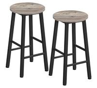 HOOBRO Tabourets de Bar, Lot de 2, Chaises de Cuisine, Tabourets Hauts avec Repose-Pieds de 2 hauteurs et Pieds réglables, pour Salle de Bain, Cuisine, comptoir, Grège et Noir EBG07BY01G1N2