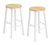 HOOBRO Tabourets de Bar, Lot de 2, Chaises de Cuisine, Tabourets Hauts avec Repose-Pieds de 2 hauteurs et Pieds réglables, pour Salle de Bain, Cuisine, comptoir, Blanc et Couleur Bois EWN07BY01G1