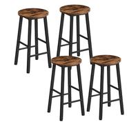 HOOBRO Tabourets de Bar, Lot de 4, Chaises de Cuisine, Tabourets Hauts avec Repose-Pieds de 2 hauteurs et Pieds réglables, pour Salle de Bain, Cuisine, comptoir, Marron Rustique, Noir EBF07BYP401G1