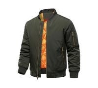 HOOD CREW Veste bomber pour homme - Automne - Hiver - Chaude - Rembourrée - Avec fermeture éclair - Décontractée et légère - Avec poche, Vert armée., XL