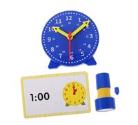 HOODANCOS 1 Ensemble Horloge Éducative pour Garçon Fille Outil Apprentissage avec Modèle Horloge à Trois Aiguilles et Cartes DIY Couleur Bleu Profond pour Classe et Apprentissage à