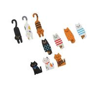 HOODANCOS 10 Pièces Pinces à Linge en Bois Forme Chaton Mignon, Légères et Robustes, Clips pour Notes et Photos, Accessoires Pratiques Maison