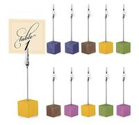 HOODANCOS 10pcs Clips de Notes de Bureau Base Cube en Bois, Multi-fonctionnels et Stables, Porte-mémos Décoratifs pour Maison et Bureau