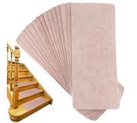 HOODANCOS 15 Pièces Tapis Antidérapant pour Marches D'escalier Intérieur en Fibre de Polyester Marron, Installation Facile et Entretien Simple, Sécurité des Escaliers