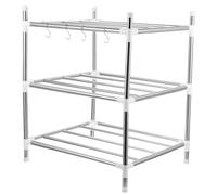 HOODANCOS 1pièce Étagère de Rangement à Trois Niveaux Acier Inoxydable pour Cuisine Support Multifonction pour Micro-Ondes et Appareils et Facile à Nettoyer pour Petits Espaces