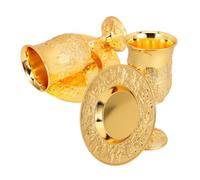 HOODANCOS 2 Ensembles Set de Gobelets Shabbos Plateau Gravé Coupes Judaica Vintage pour Cérémonie Havdalah et Fêtes Juives Accessoires de Bénédiction Élégants