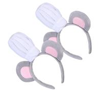 HOODANCOS 2 Pièces Bandeau Oreilles Souris Gris Doux et Toque Cuisinier pour Déguisement Halloween Carnaval Serre-tête Animal Réutilisable pour Fête Garçon Fille et Adultes