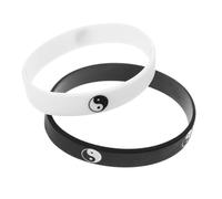 HOODANCOS 2 pièces Bracelets Silicone pour Couples Unisexes Design Tai Chi Noir et Blanc Unique Style Chinois Authentique et Chic