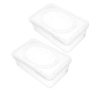 HOODANCOS 2 pièces Distributeur de Lingettes Réutilisable avec Couvercle Transparent Boîte de Rangement pour Lingettes et Mouchoirs Humides Support Étanche pour Salle de Bain et Chambre