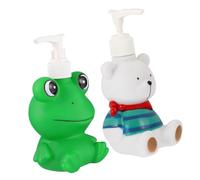 HOODANCOS 2 pièces Distributeurs de Lotion Dessin Animé pour Shampooing et Savon Liquide Salle de Bain Rechargeables sans Fuite avec Surface Lisse Antidérapante