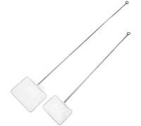HOODANCOS 2 Pièces Ensemble de 2 Filets de Pêche à Main Télescopiques Carrés Blancs, Mailles Fines, Perche en Acier Inoxydable Extensible 2 à 3 Sections, pour Aquarium, Crevettes et Petits