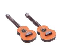HOODANCOS 2 Pièces Mini Modèle De Violon Décorer Petit Guitare Miniature De Maison De Poupée Guitare De Maison De Poupée Ornement De Bureau Décoration Enfants Musical Brun en Bois