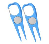 HOODANCOS 2 pièces Outil de Réparation Divot Golf Métal avec Marqueur Balle Bleu Accessoire Golfeur Portable Alliage Aluminium Inoxydable Outil Pratique