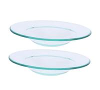 HOODANCOS 2 pièces Plateau de Remplacement Verre pour Chauffe-Cire Plateau Multifonction pour Diffuseur Bien-être Plat Résistant Chaleur pour Chauffe-Huile Essentielle et Fondoir à Cire