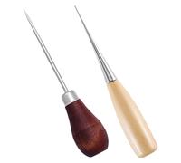 HOODANCOS 2 pièces Poinçon Cuir avec Manche Naturel Outil Polyvalent pour Couture Réparation et Tissage DIY Kit pour Tailleurs et Reliure Outil de Couture Vintage Confortable