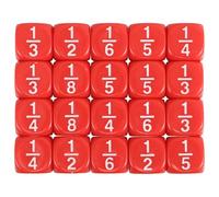HOODANCOS 20 Pièces Dés à Fractions Multi Facettes Garçon Fille avec Coins Arrondis pour Enseignement Mathématique Activités Classe et Jeux Interactifs