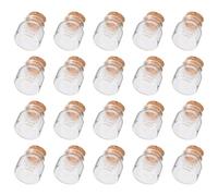 HOODANCOS 20 pièces Lot de Mini Bouteilles Verre avec Bouchons Liège Bocaux Transparents pour Rangement DIY Déco Fête et Infusion Thé Flacons Carrés