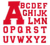 HOODANCOS 26 Patchs Écussons Brodés en Chenille pour Chaussures et Chapeaux, Décoration Diy, Réparation Trous Vêtements, Couleur Rouge, 26 Pièces en Tissu Éponge