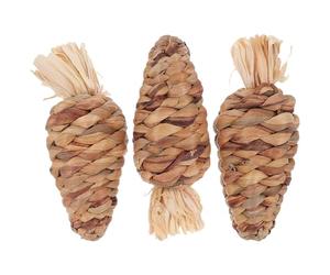 HOODANCOS 3 pièces Jouets à Mâcher pour Lapins et Hamsters Herbe Tissée Naturelle Lot de Jouets Faits Main pour Rongeurs Favorisent Le Meulage des Dents Divertissement